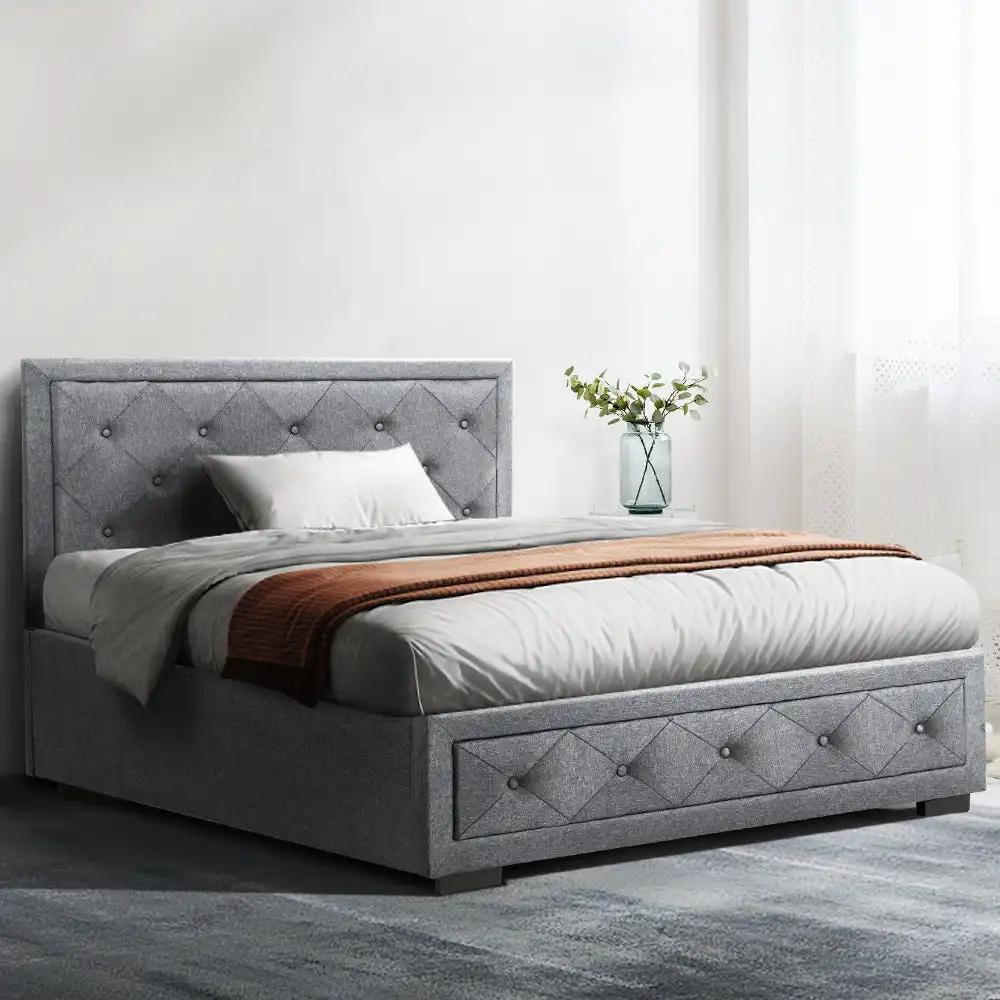 EleganceLift Bed King Single Gas Lift Storage - Wooden Grey