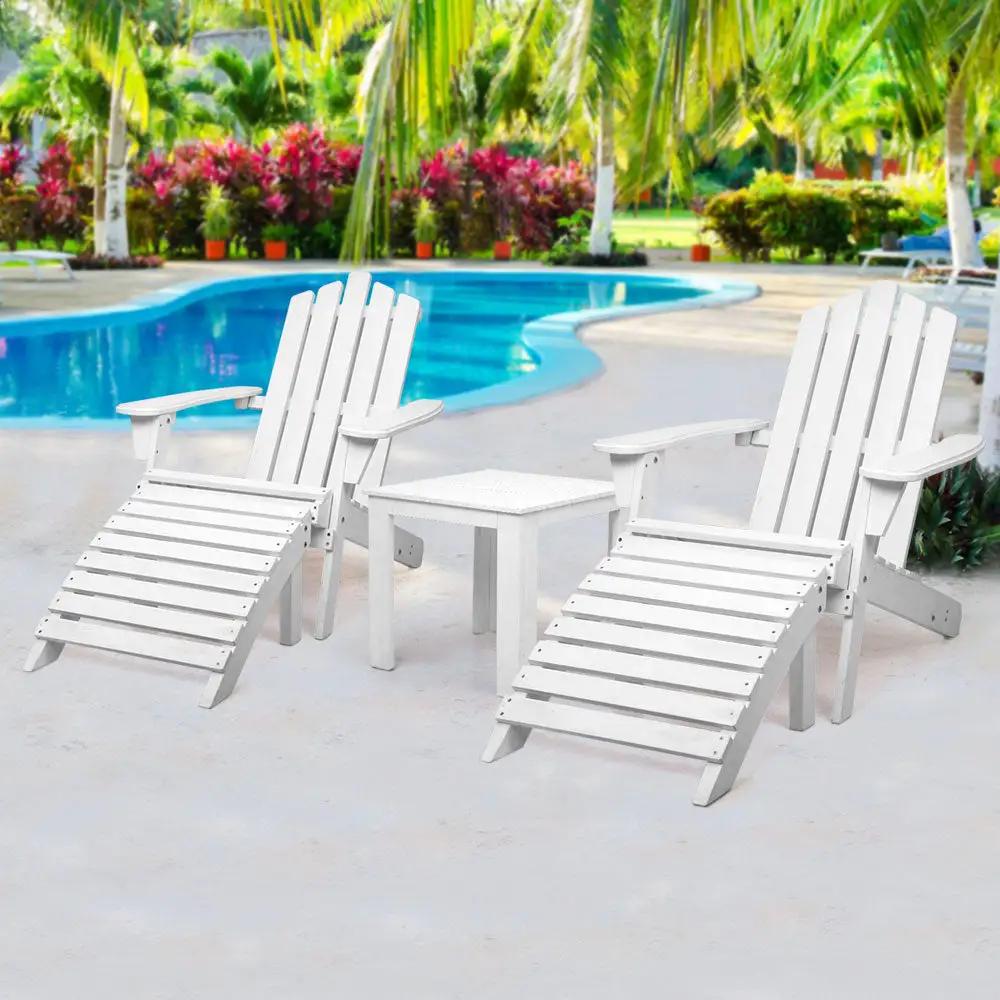 Beach Chairs with Table | White