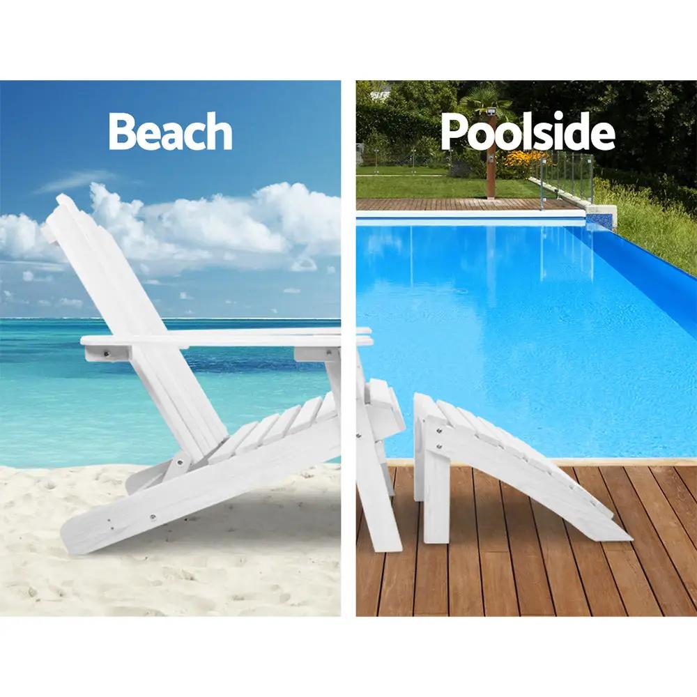 Beach Chairs with Table | White