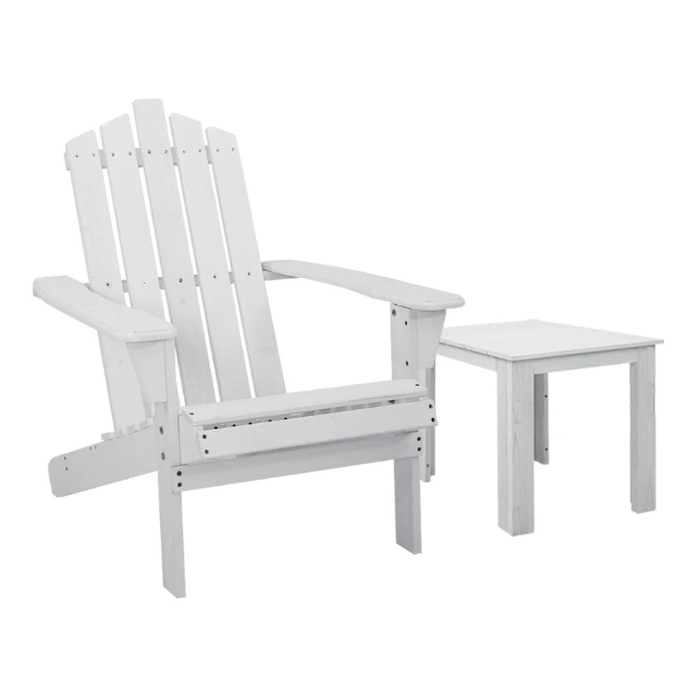 Outdoor Beach Chair & Side Table | White