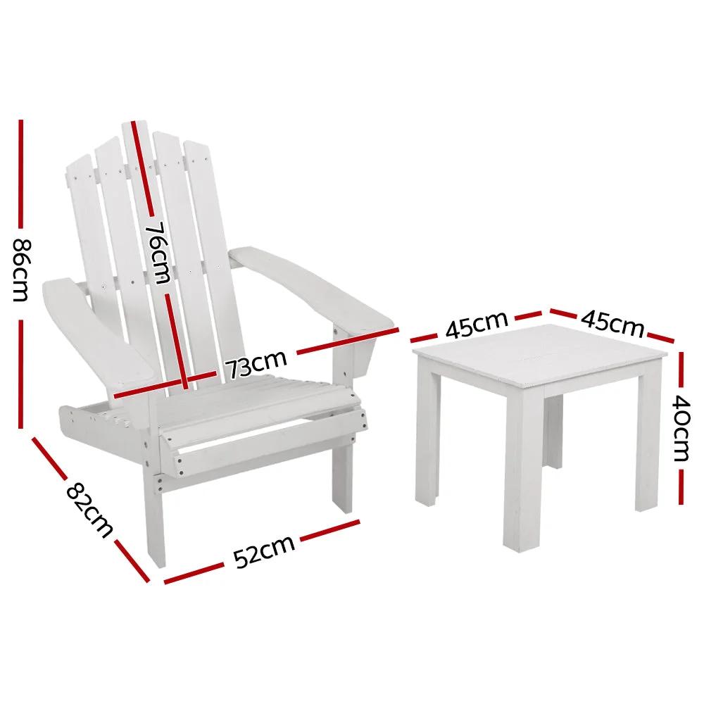 Outdoor Beach Chair & Side Table | White