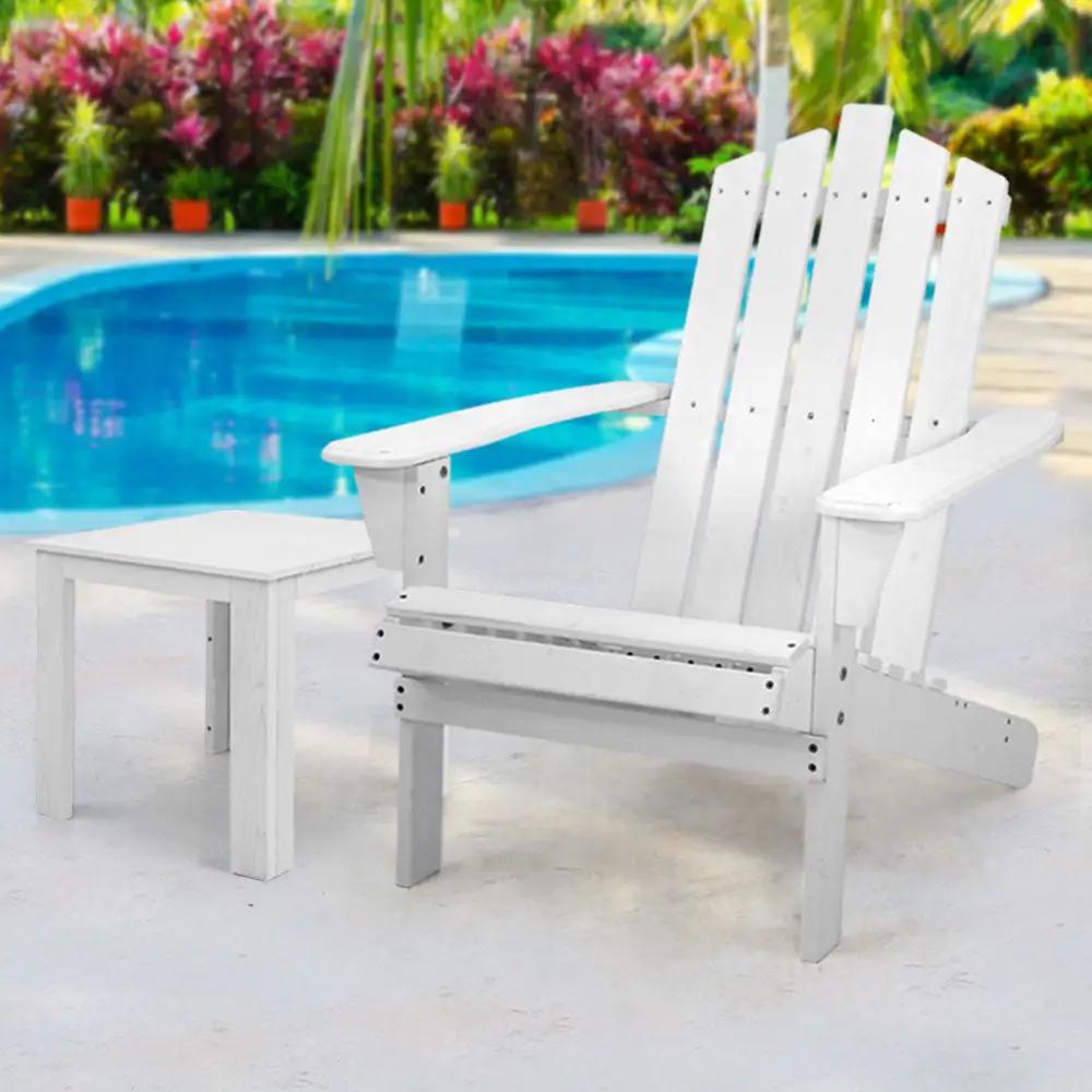 Outdoor Beach Chair & Side Table | White