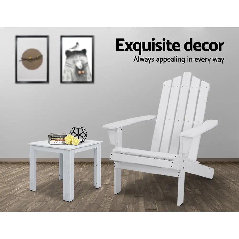 Outdoor Beach Chair & Side Table | White