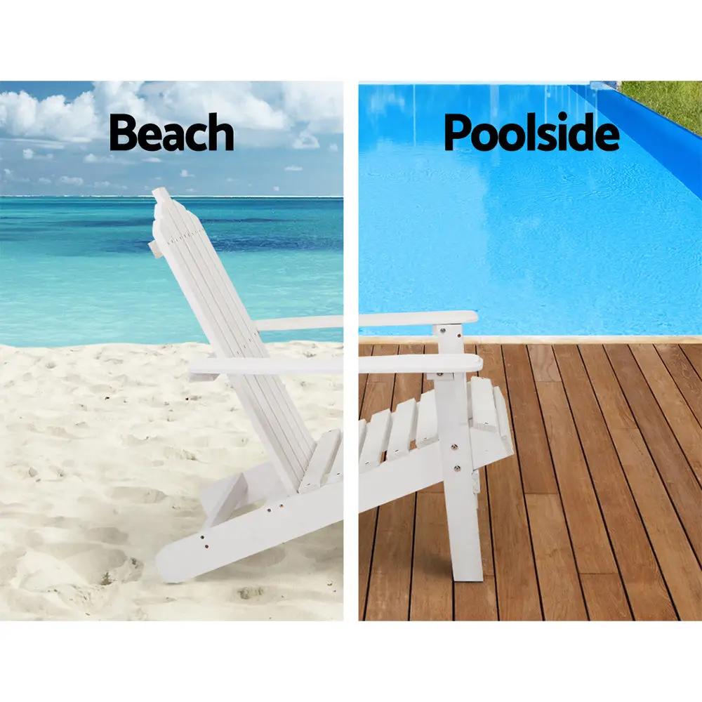 Outdoor Beach Chair & Side Table | White