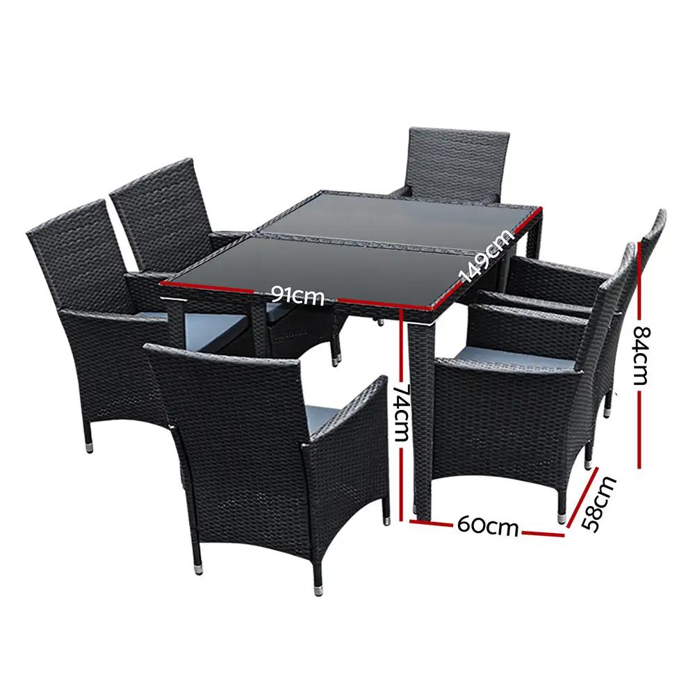 Eden Retreat 7-Piece Dining Set | Black & Grey