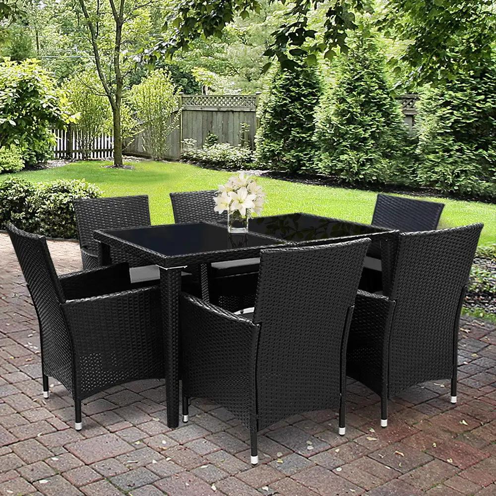 Eden Retreat 7-Piece Dining Set | Black & Grey