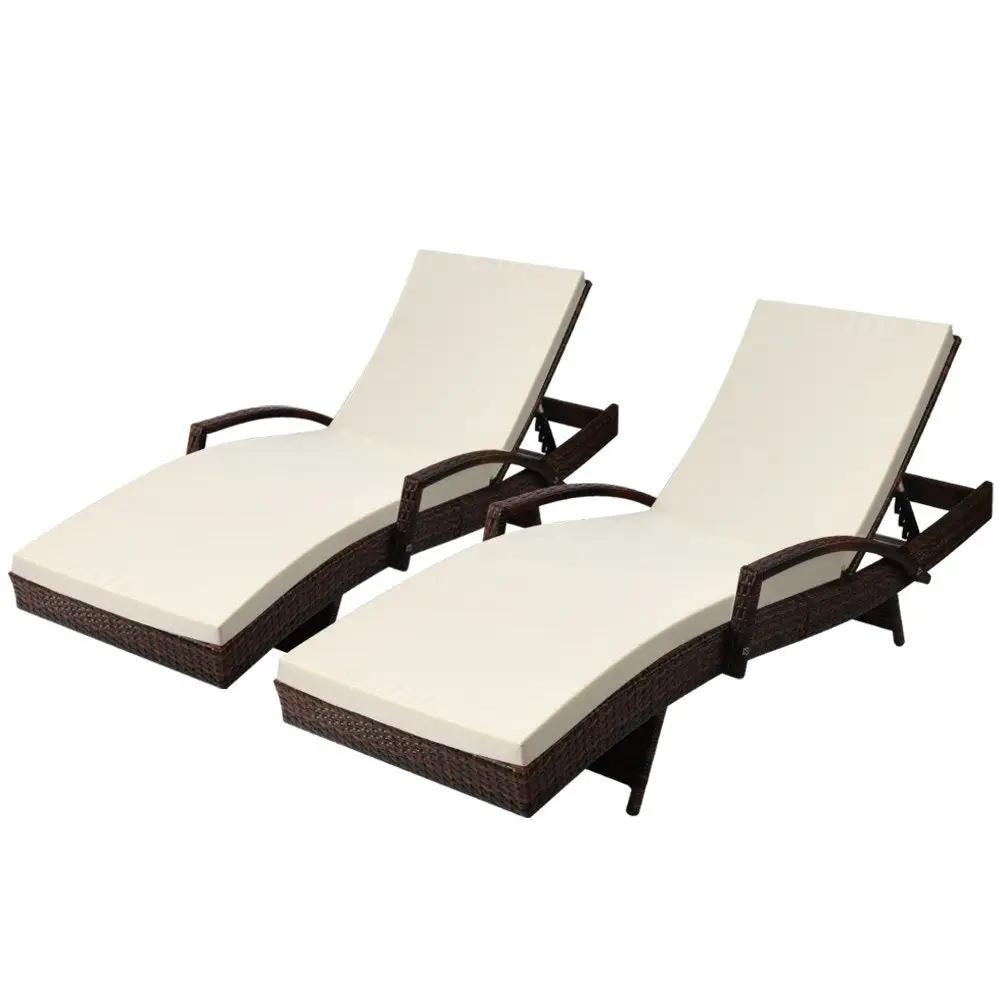 Set of 2 Luxe Sun Lounge | Brown & Beige