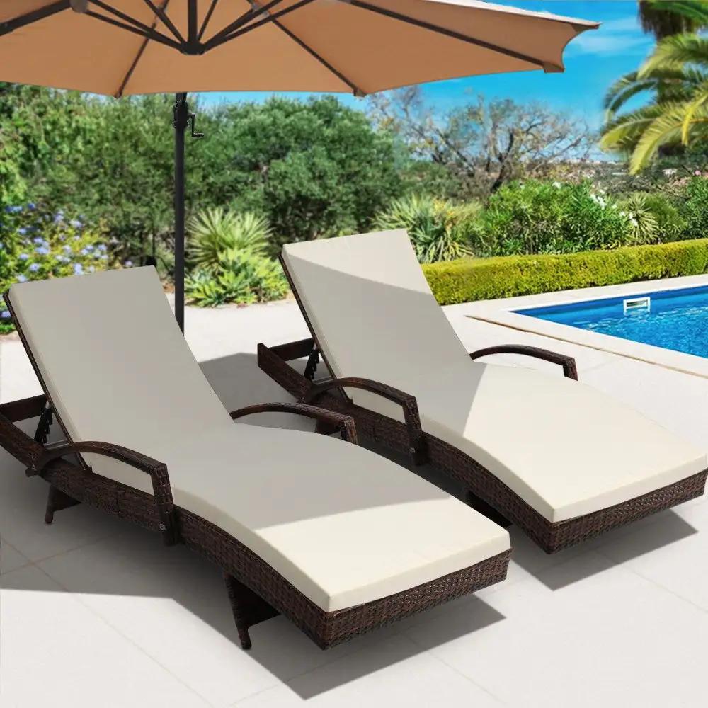 Set of 2 Luxe Sun Lounge | Brown & Beige