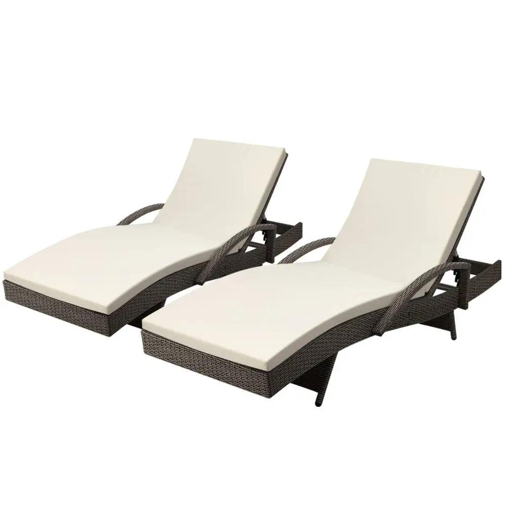 Set of 2 Luxe Sun Lounge | Grey & Beige