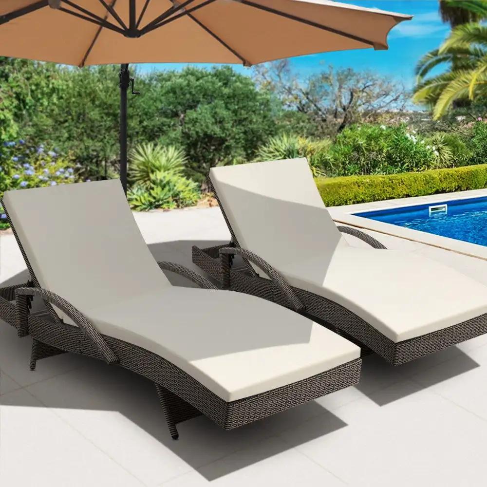 Set of 2 Luxe Sun Lounge | Grey & Beige