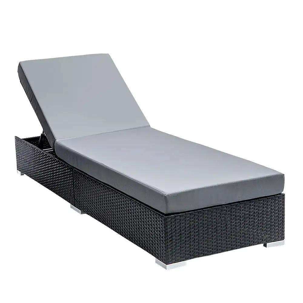 Luxe Wicker Sun Lounge | Black