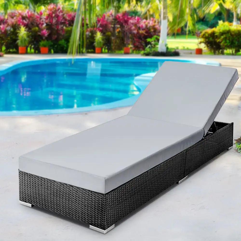 Luxe Wicker Sun Lounge | Black