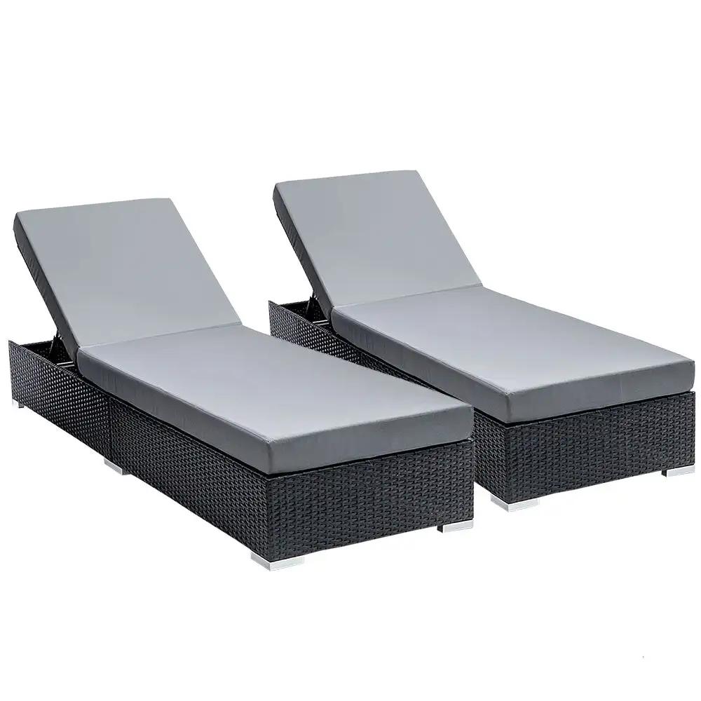 Luxe Wicker Sun Lounge | Black