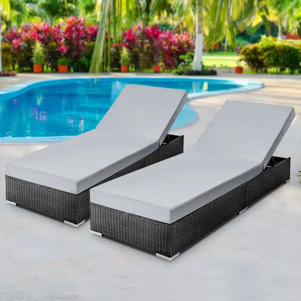 Luxe Wicker Sun Lounge | Black