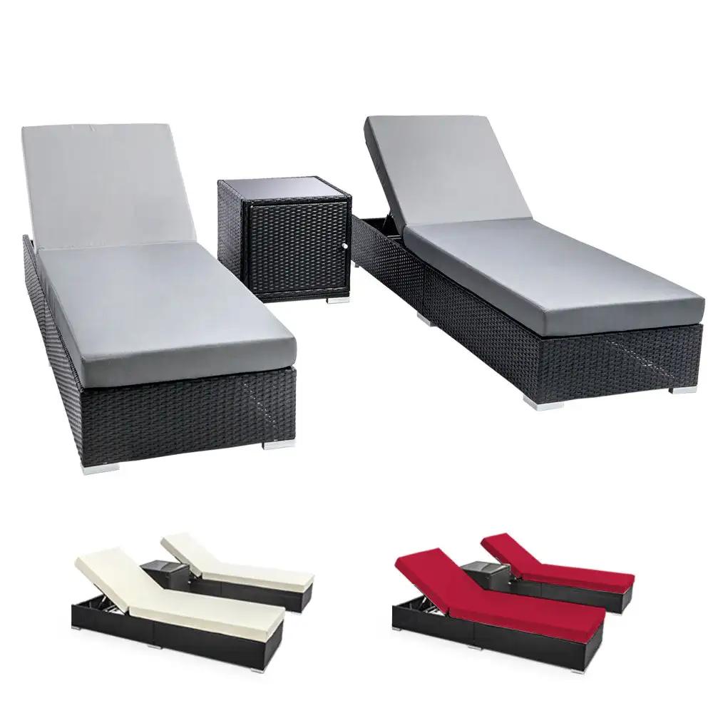Gardeon Outdoor Sun Lounge - Pool Furniture Rattan Sofa - Grey Black