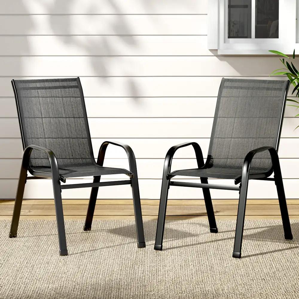 Outdoor Stackable Chairs x2 | Black