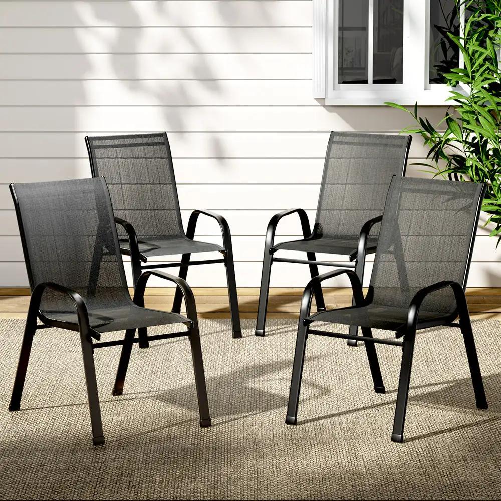 Luxe Outdoor Stackable Chairs x4 | Black