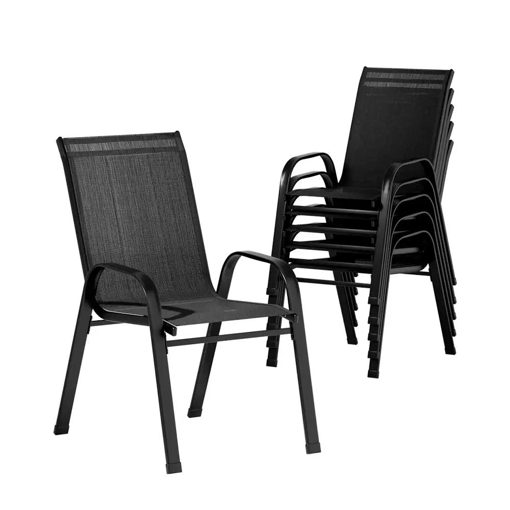 Luxe Outdoor Stackable Chairs x6 | Black