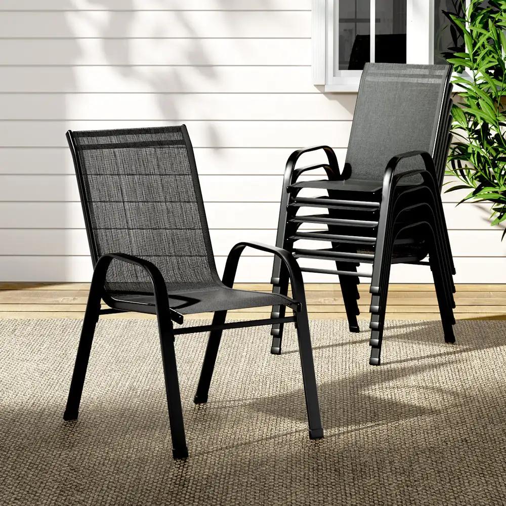 Luxe Outdoor Stackable Chairs x6 | Black