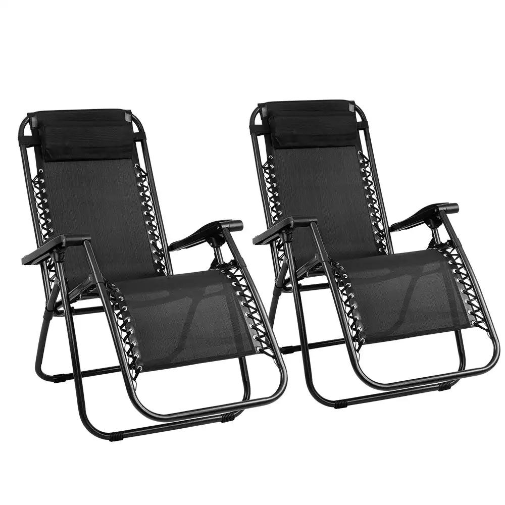 Set of 2 Zero Gravity Reclining Chairs | Black