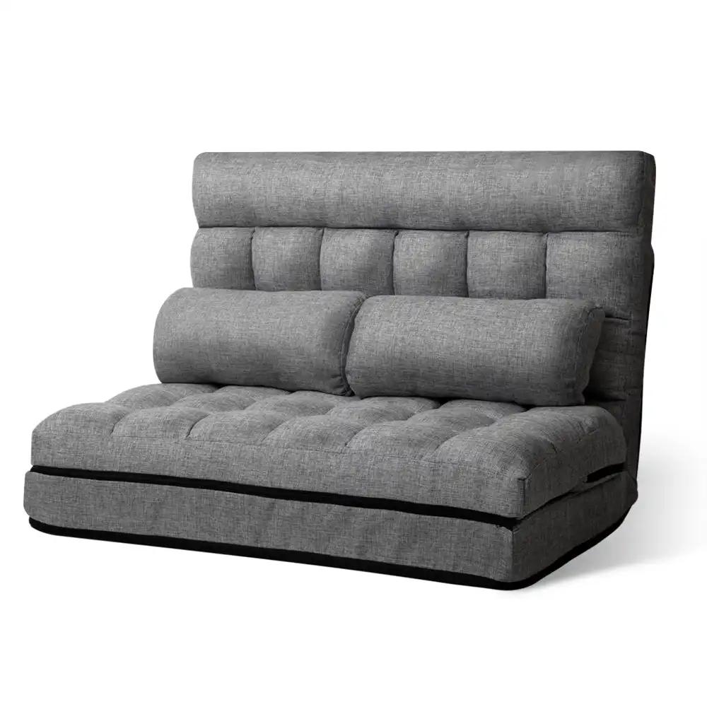 Lounge Sofa Bed 2-seater Folding - Fabric Grey
