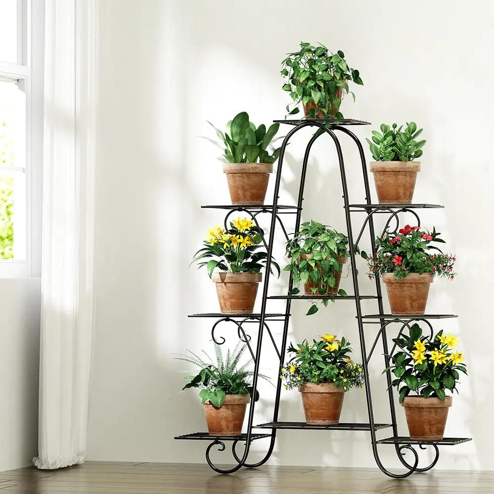 Metal Plant Stand - Outdoor & Indoor Corner Shelf Black