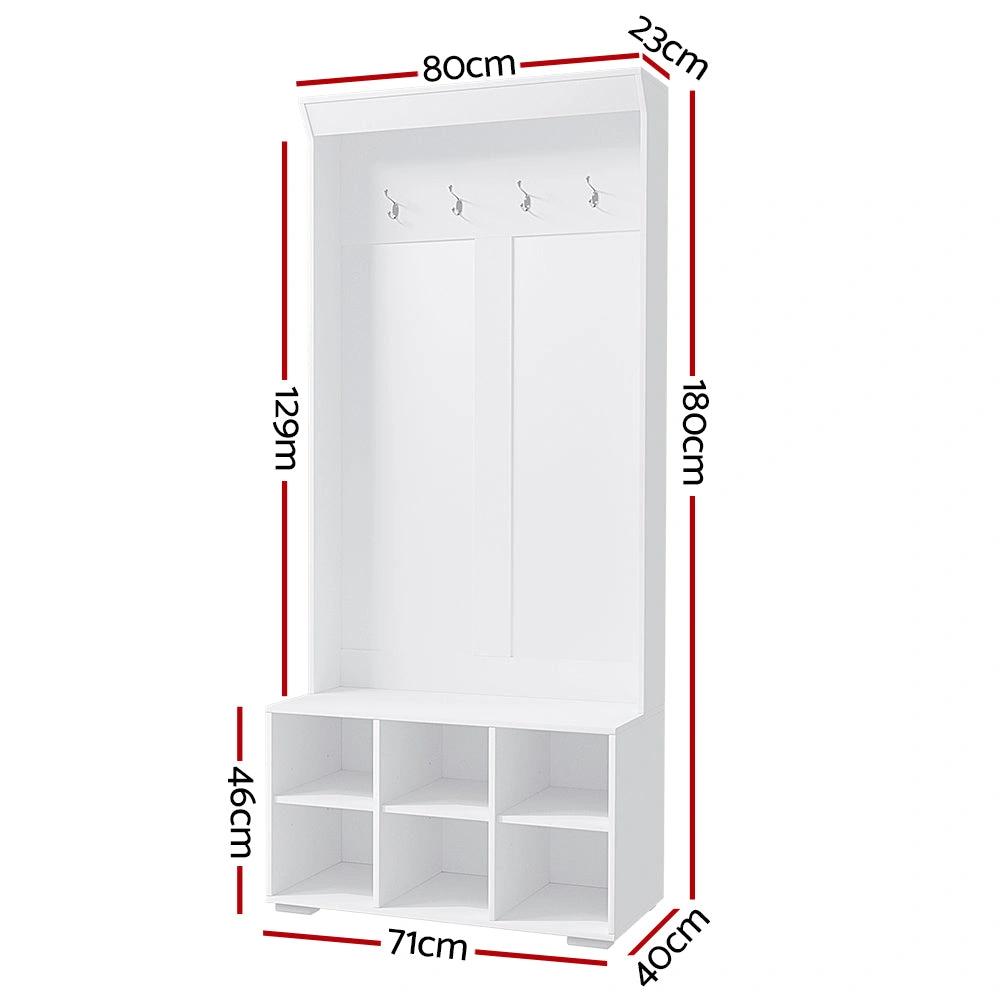 Shoe Storage Rack with Coat Rack | White