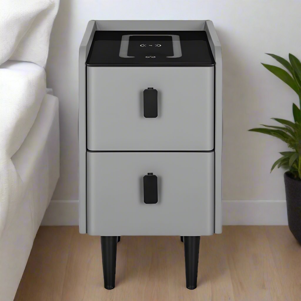 LuxeTech Smart Bedside Table | Grey