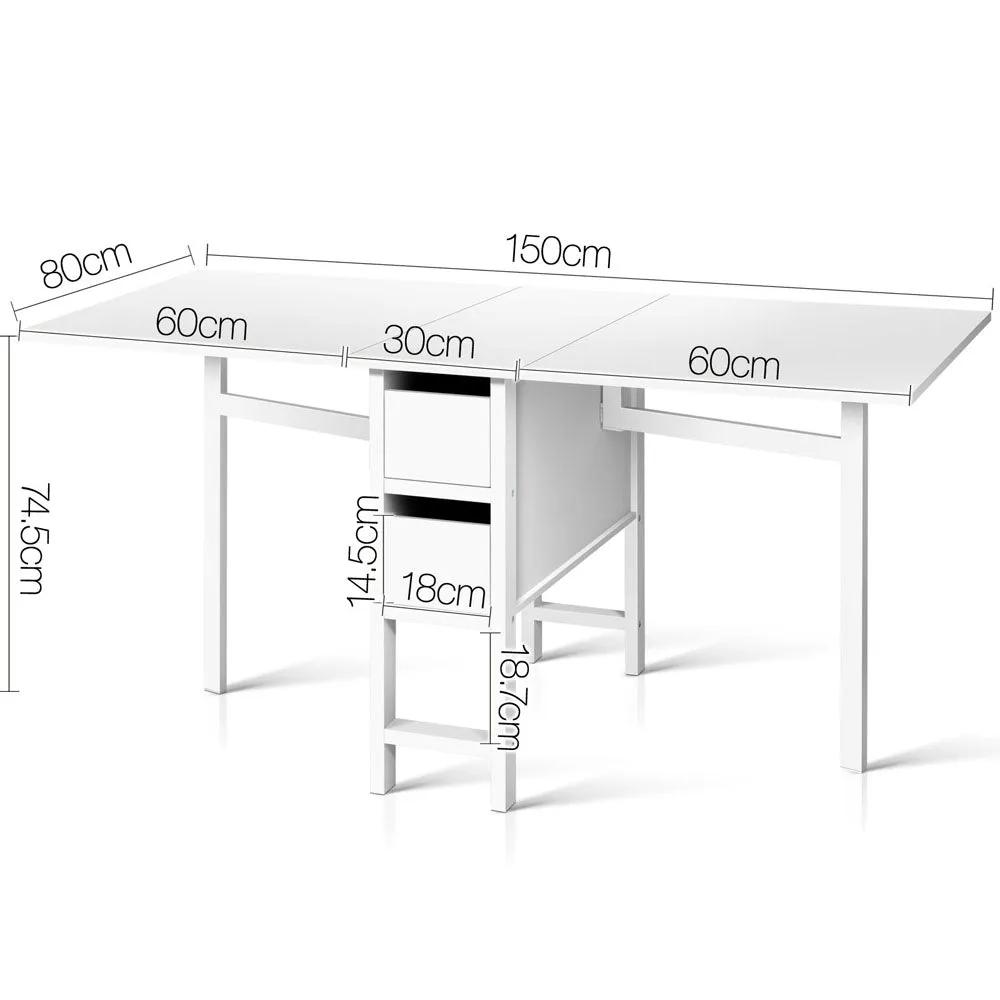 FlexiFold Extendable Dining Table | White