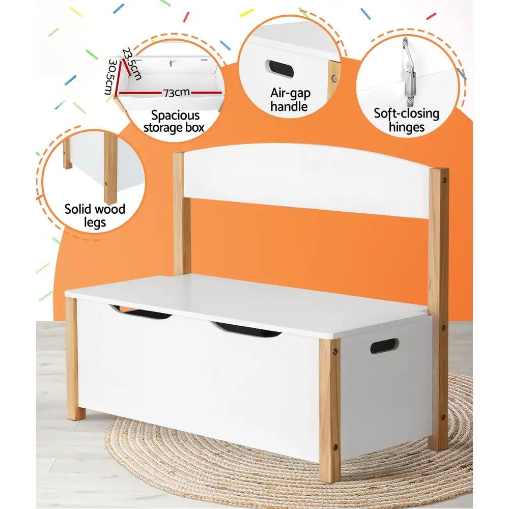 Dream Bench Toybox | White & Natural Wood