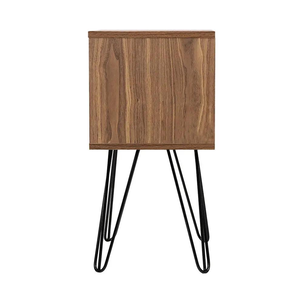 Industrial Elegance Bedside Table | Walnut