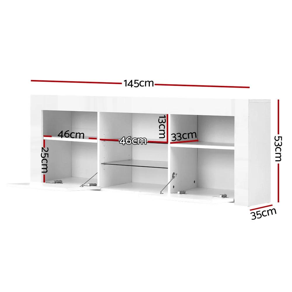 Radiance LED Entertainment Unit with 3 Shelves | White