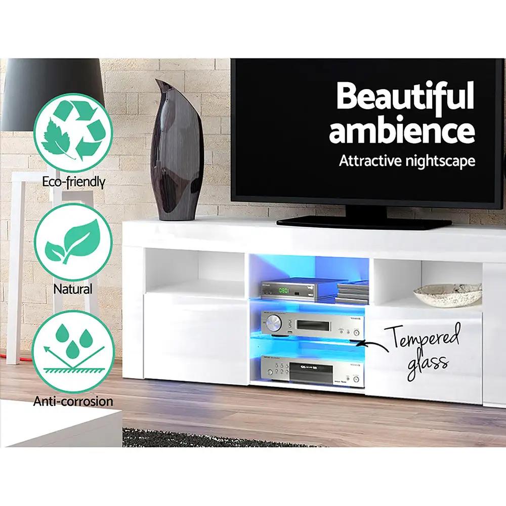 Radiance LED Entertainment Unit with 3 Shelves | White