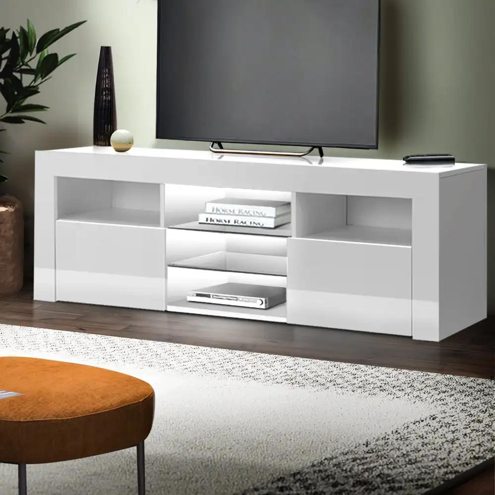 Radiance LED Entertainment Unit with 3 Shelves | White