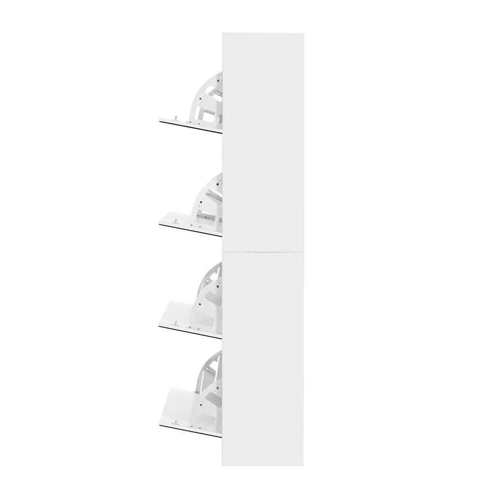 4 Tier LuxoMirror Shoe Cabinet | White