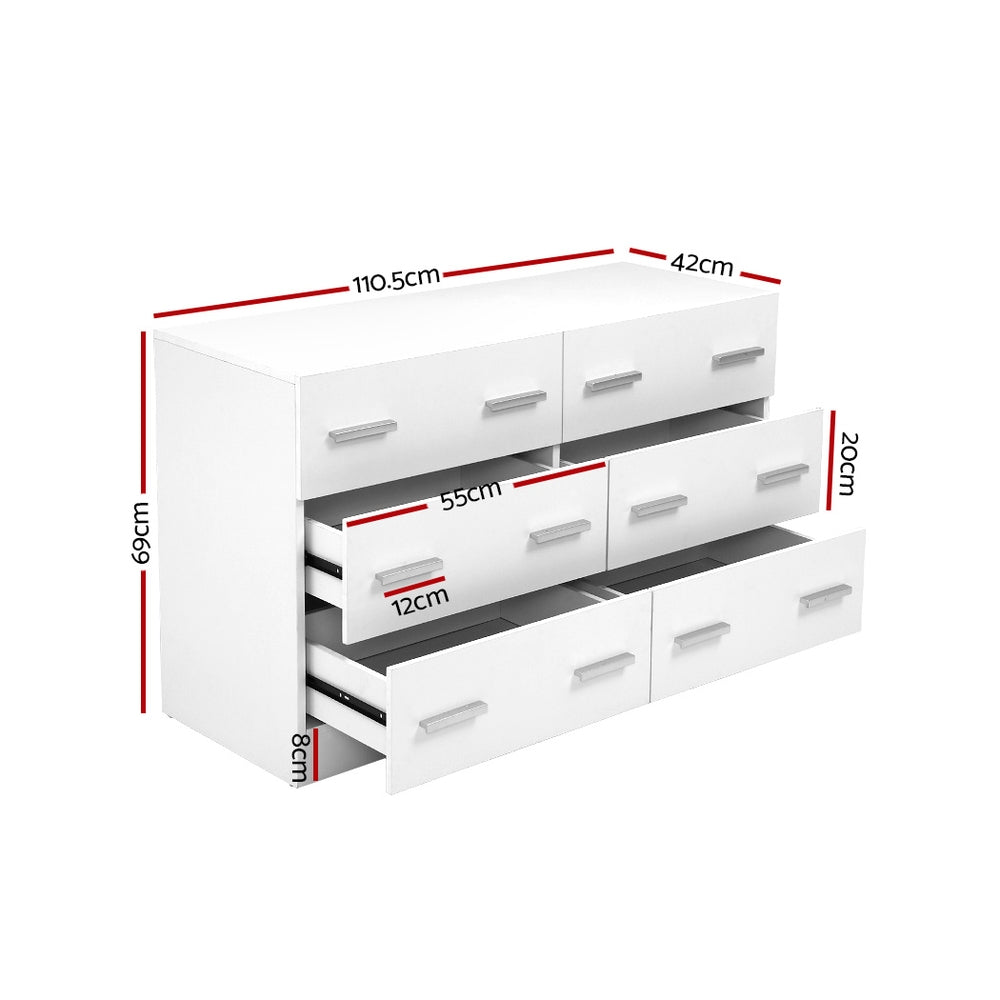 Harmony 6-Drawer Lowboy | White