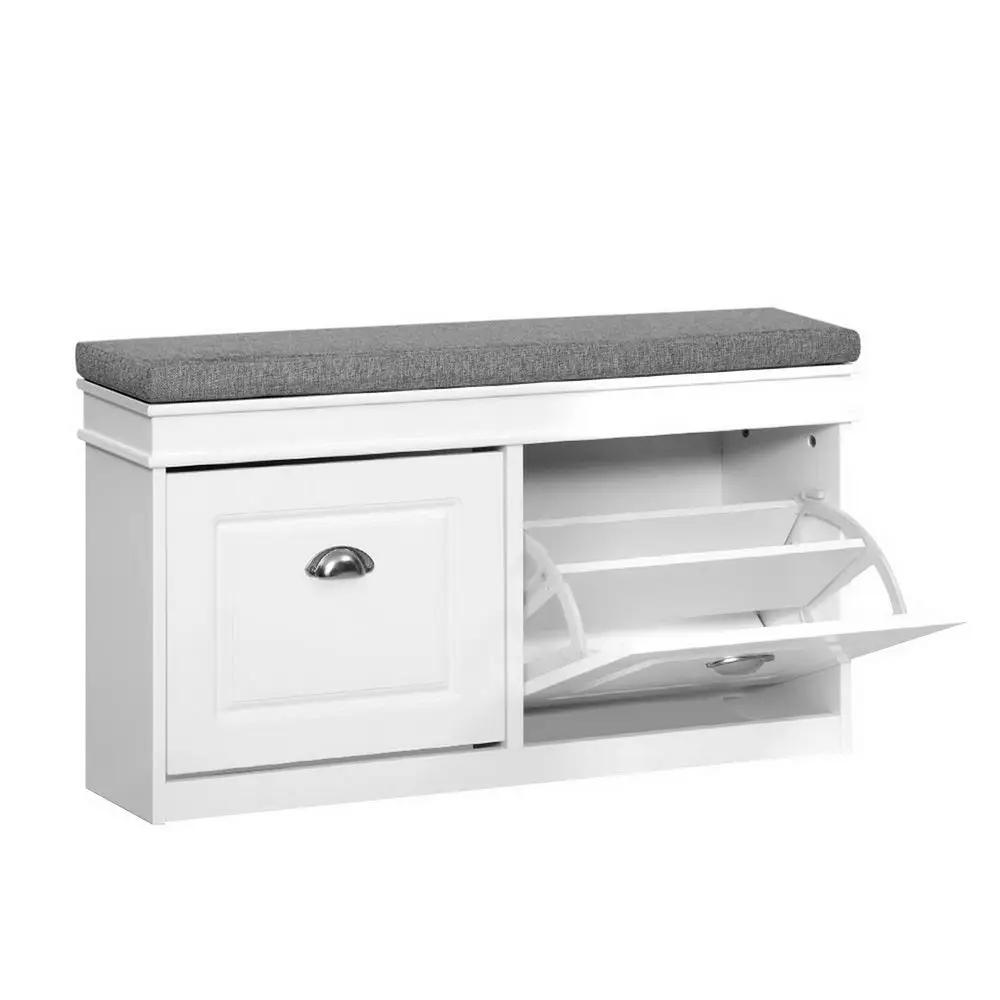 Shoe Cabinet Bench Rack with Drawer Shelf | White