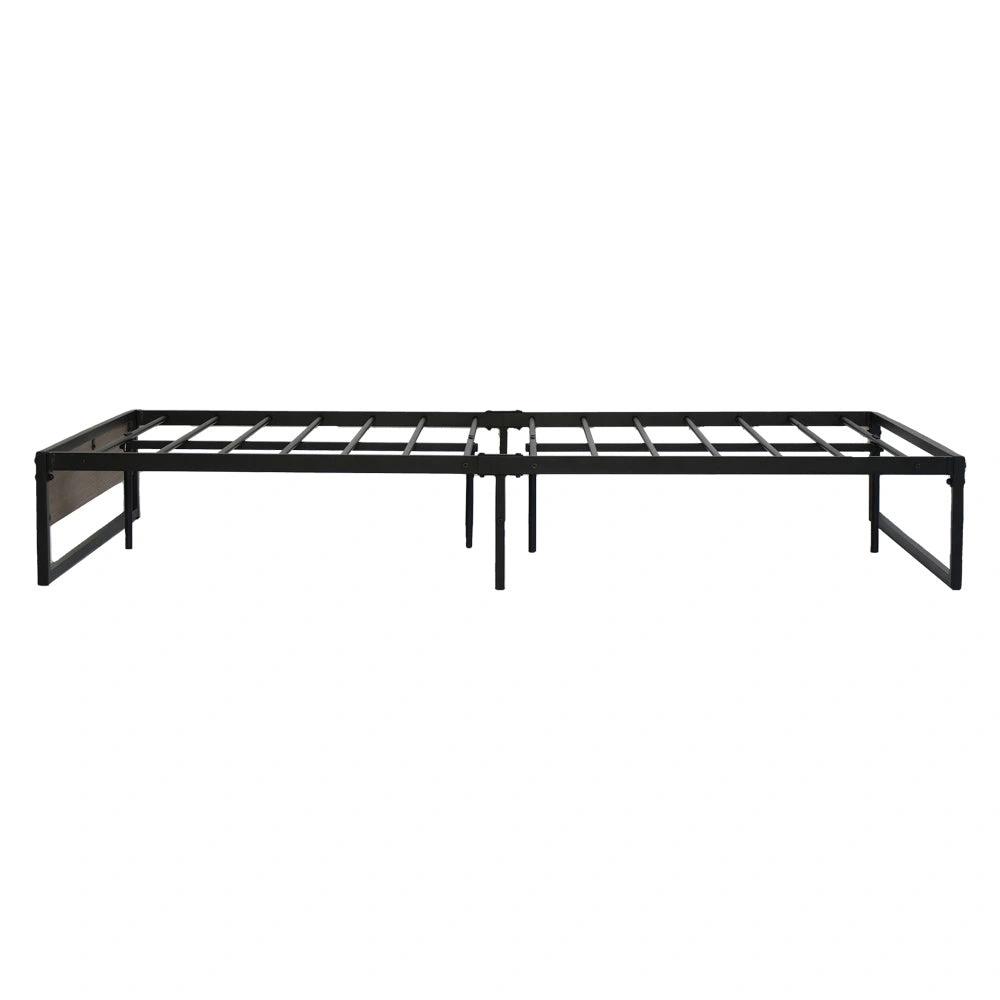 King Single Metal Bed Frame (Black & Wood) | Osloniam