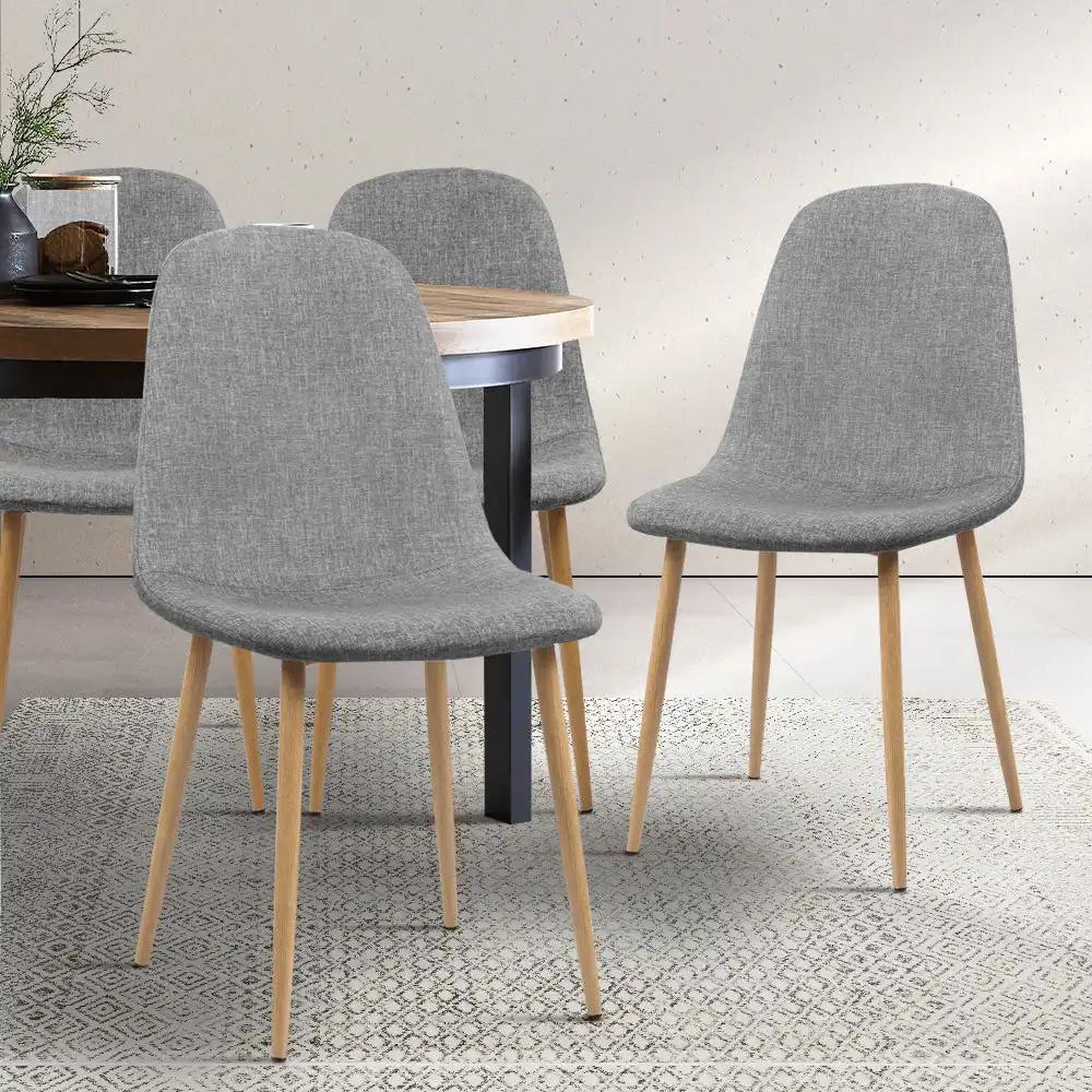 LuxiComfort Fabric Dining Chairs x4 | Grey