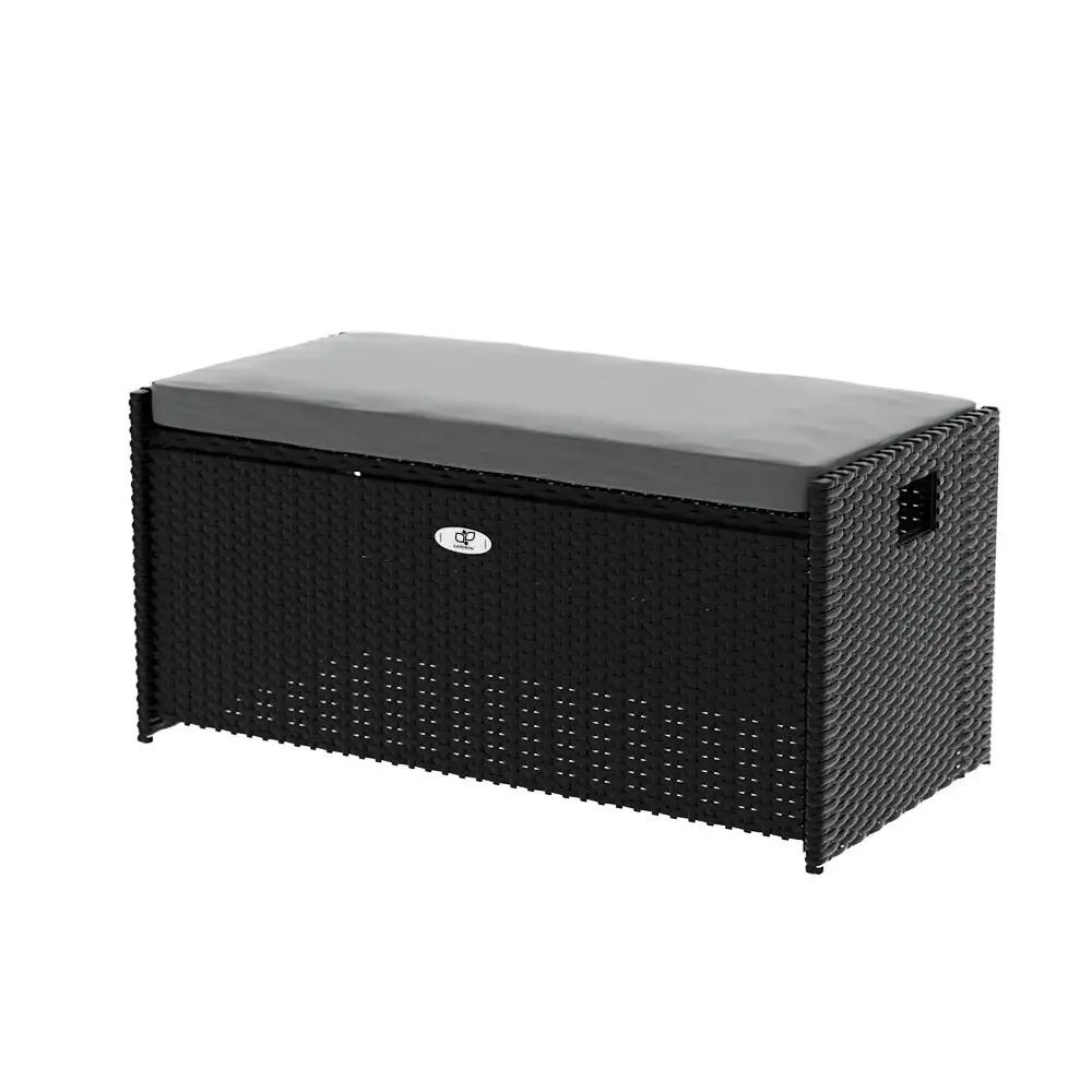 WickerWave Outdoor Storage Bench | Black | 102L