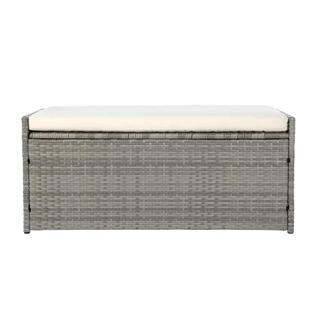 WickerWave Outdoor Storage Bench | Grey | 102L