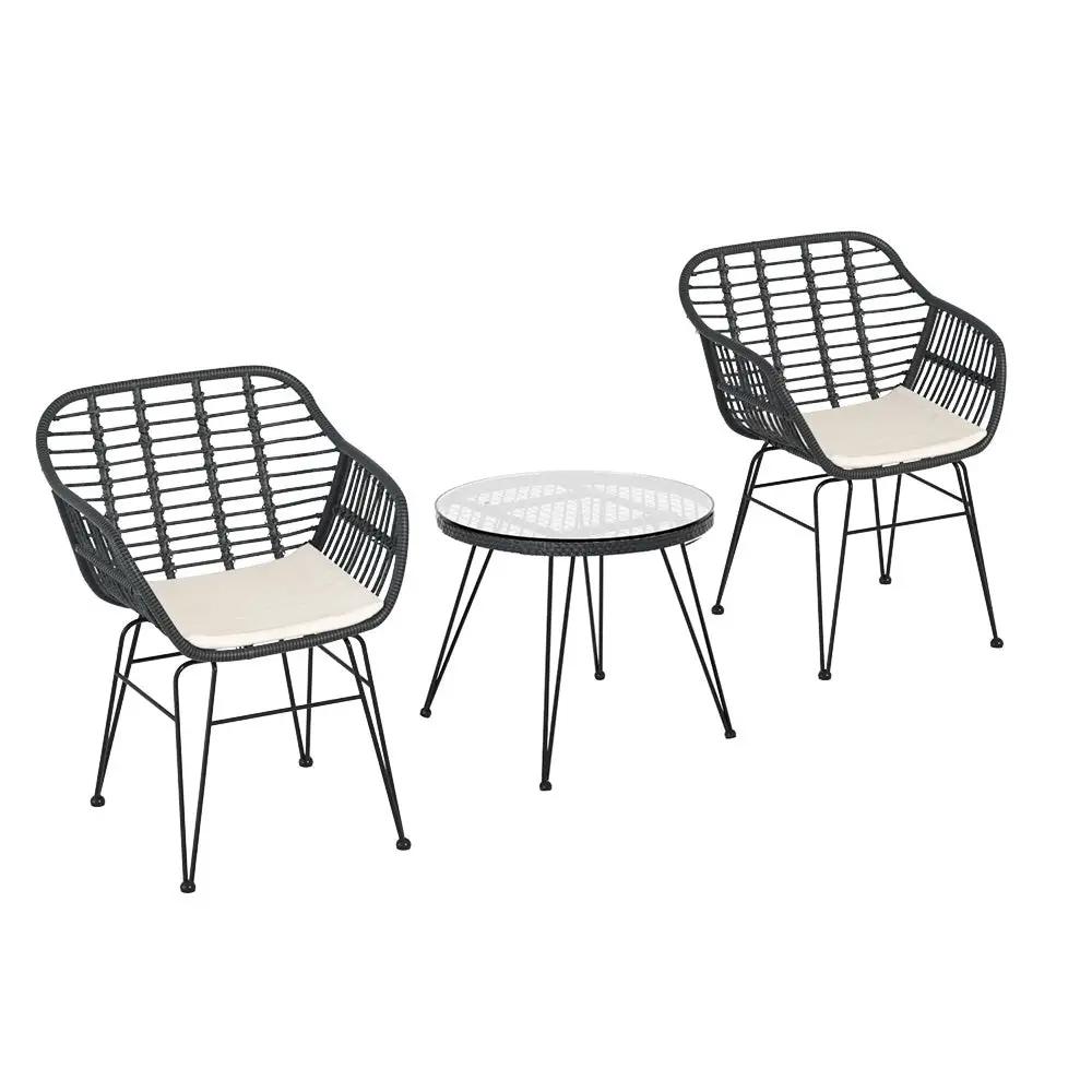 Solara 2-Seater Outdoor Bistro Lounge Set | Grey