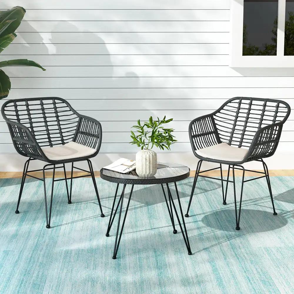 Solara 2-Seater Outdoor Bistro Lounge Set | Grey