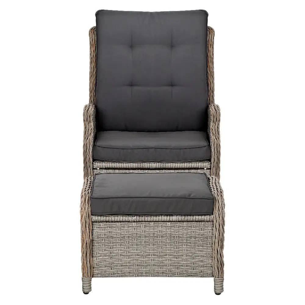 Luxe Retreat Wicker Recliner with Ottoman | Grey