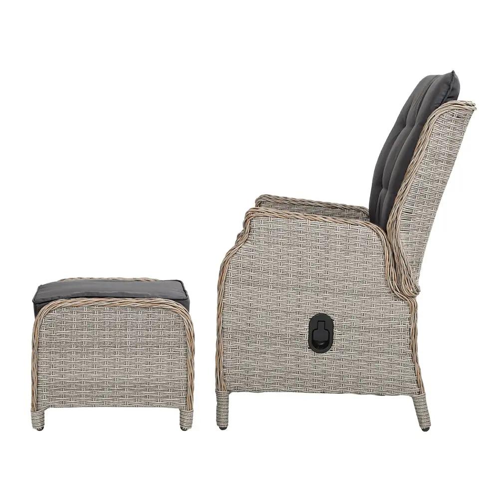 Luxe Retreat Wicker Recliner with Ottoman | Grey