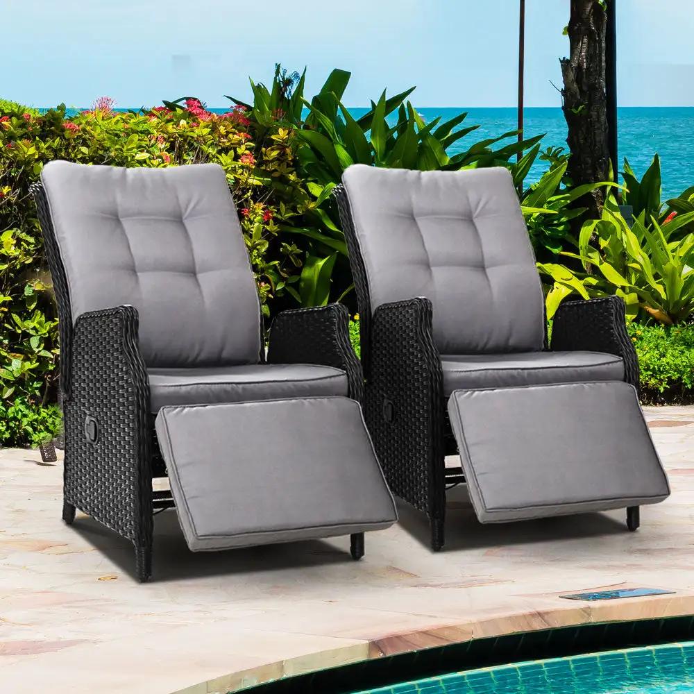 Serenity Luxe Wicker Recliner x2 | Black