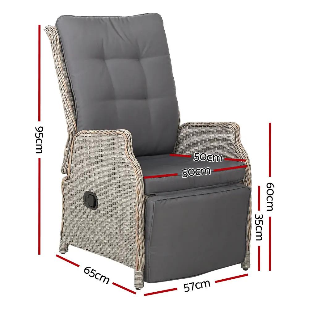 Serenity Luxe Wicker Recliner | Grey