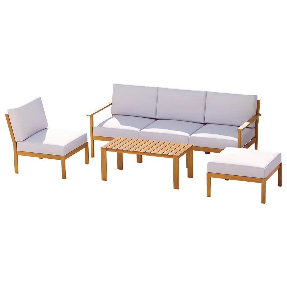 Coastal Retreat 5-Seater Sofa Set | White & Brown