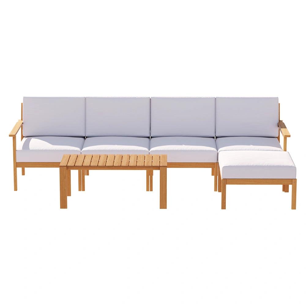 Coastal Retreat 5-Seater Sofa Set | White & Brown