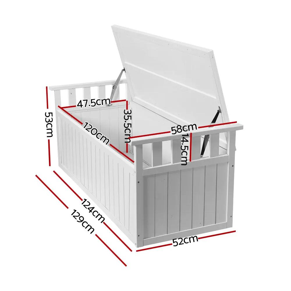 GardenGlow Storage Bench | White | 200L